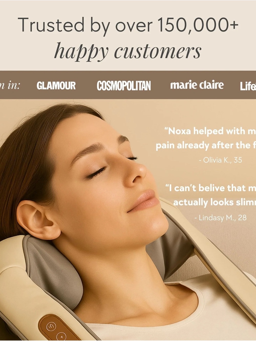 Noxa Massager- Brand New- Neck & Shoulder Massager — Beige and Grey color